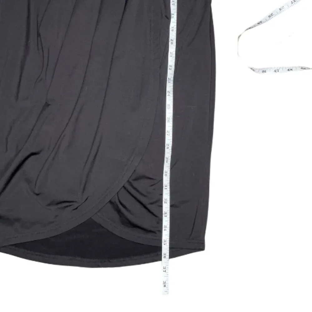 Dark Minimalist Surplice Tulip Dress Black Large